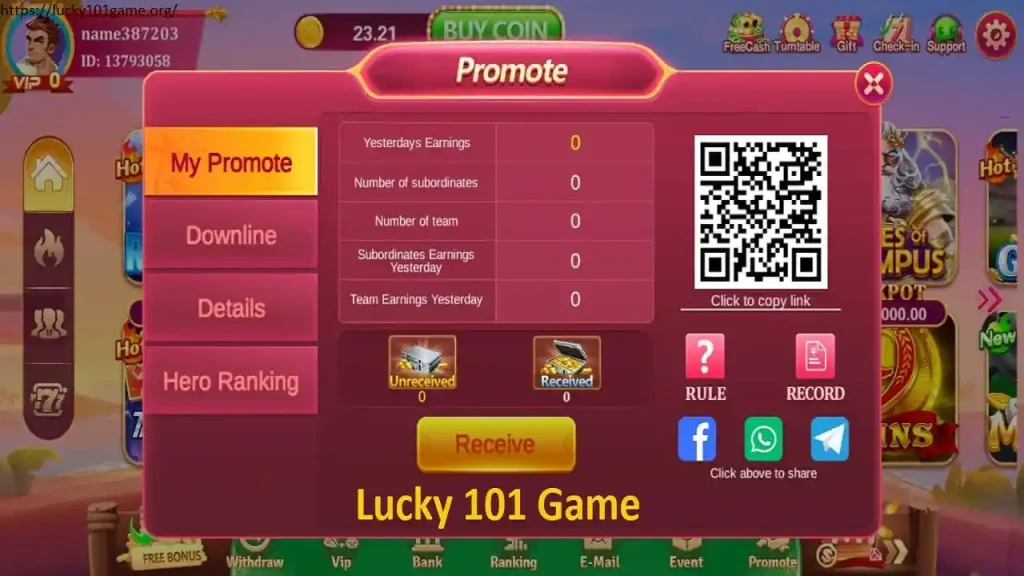 Lucky 101 Game Promotional Bonus