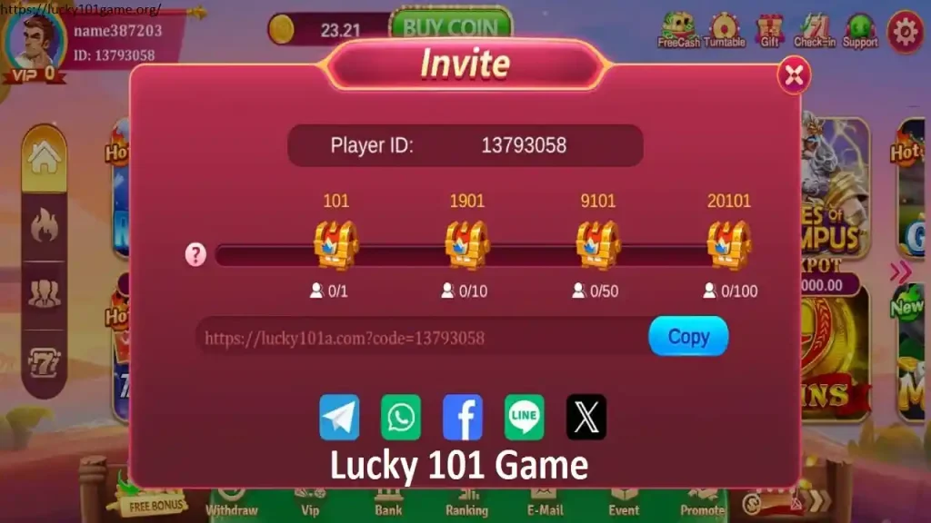 Lucky 101 Game Referral Rewards