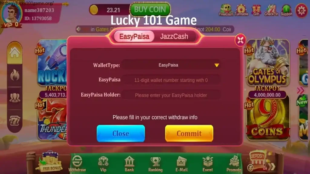 Lucky 101 Game EasyPaisa Withdrawal