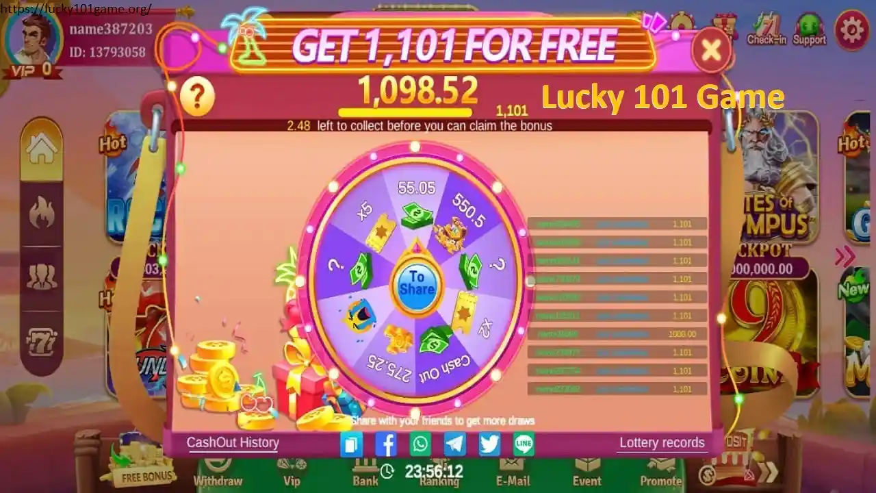 Lucky 101 Game Spin Wheel